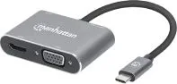 Adaptador Manhattan 130691 USB-C A HDMI Y VGA Con USB-A Y USB-C