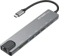 ARGOM UB-0093 HUB 8 EN 1 USB-C SD USB RJ45 HDMI