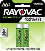 Bateria Marca Rayovac Modelo P038302 Recargables 2 Unidades AA