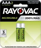 BATERIA RAYOVAC RECARGABLES 2 UNIDADES AAA P038303