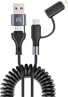 Cable 4 En 1 Marca ArgomTech Modelo ARG-CB-0071BK De 60 Watts Carga Rapida USB-A + USB-C A USB-C + LIGHTNING 1.5 Metros Color Negro