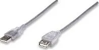 CABLE MANHATTAN#336314 EXTENSION USB 2.0 1.8METROS  PLATEADO EN BOLSA