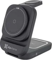 Cargador Inalambrico 3 En 1 Marca Klip Xtreme Modelo PowerDesk Lite Potencia De Hasta 15 Watts Con Tecnologia Qi Color Negro KDC-150
