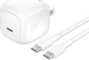 Cargador Para Pared Marca Belkin Modelo Cubo BoostCharge WCA013DQ1MWH-B6 Con 1 Puerto USB-C Y Cable USB-C Potencia De Hasta 45 Watts Color Blanco