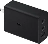 Cargador De Pared Marca Samsung Modelo EP-T6530NBEGCA De 65 Watts Con 2 USB-C Y 1 USB-A Color Negro Sin Cable