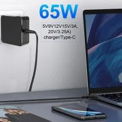 CARGADOR TIPO C GENÉRICO HP DELL ASUS LENOVO 65 WATTS