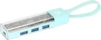 HUB De 4 Puertos Marca Manhattan Modelo 181020 Conexion USB-A 3.0 A USB-C Color Transparente Turquesa