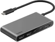 HUB USB-C Marca Belkin Modelo Connect 5-Port Con 2 Puertos USB-C (1 Puerto Proporciona Potencia De Hasta 100 Watts) 2 Puerto USB-A Y 1 Puerto HDMI ...