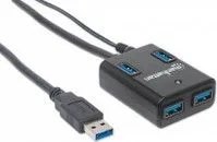 MANHATTAN 162302 HUB USB 4 PUERTOS USB 3.0 SUPER VELOCIDAD ALIMENTA AC