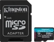Micro SD Marca Kingston Modelo Canvas Go Plus Gen4 Capacidad De 256GB Con Adaptador SD SDCG4/256GB  Velocidad De Hasta 200MB/s De Lectura Y 160MB/s...