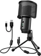 MICROFONO FIFINE MODELO K683A CON TRIPOD USB-A Y USB-C NEGRO