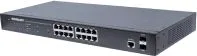 Switch Gigabit Ethernet PoE+ Marca INTELLINET Modelo 561198 De 16 Puertos Con 2 Puertos SFP 374W Administrable Por Web Soportes Para Montaje En Rac...