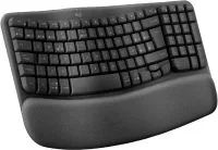 Teclado Ergonomico Inalambrico Marca Logitech Modelo Wave Keys En Espanol Color Grafito En Caja Cafe Conexion Con Receptor