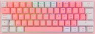 Teclado Para Gamers Modelo Fizz Pro K616-RGB Marca Redragon Con Switch Red Y RGB Idioma En Espanol Color Rosa Con Blanco