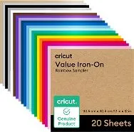 Vinil Para Planchar Marca Cricut Modelo Value Iron-On Rainbow Sampler De 12" X 12" 20 Unidades 2010898